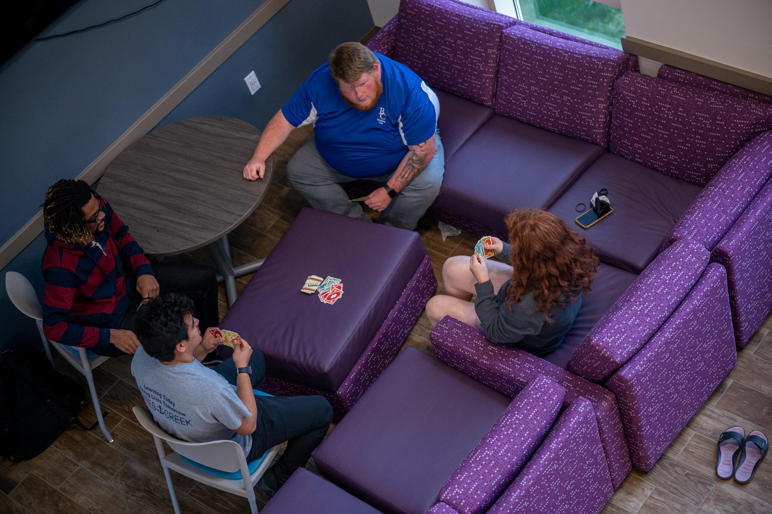 Playing a card game in Kettering Hall